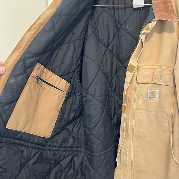 Vintage Carhartt Mens Workwear DISTRESSED Canvas Jacket Tan XXL - Picture 6 of 9